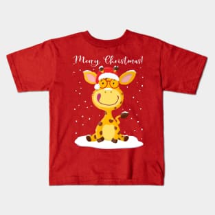 Gregor Giraffe Merry Christmas Kids T-Shirt